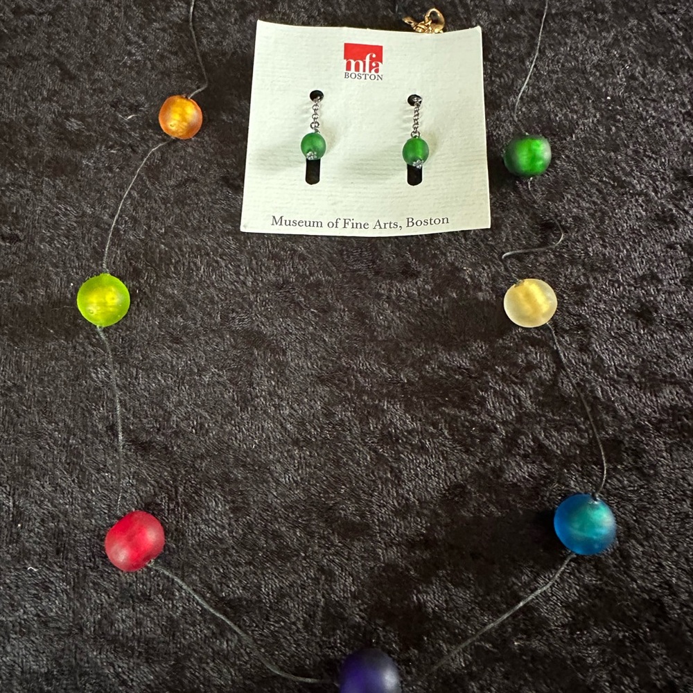 Colorful Beaded Necklace and Earring Set
Never worn Italian glass bead set